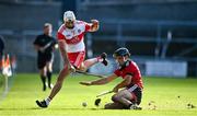 18 October 2020; Mark Craig of Derry in action against Liam Savage of Down during the Allianz Hurling League Division 2B Final match between Down and Derry at the Athletic Grounds in Armagh. Photo by Sam Barnes/Sportsfile