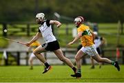 18 October 2020; Mark Hannify of Sligo in action against James McNambola of Leitrim during the Allianz Hurling League Division 3B Final match between Sligo and Leitrim at the Connacht Centre of Excellence in Bekan, Mayo. Photo by Harry Murphy/Sportsfile