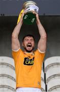 18 October 2020; Antrim captain Conor McCann lifts the cup after the Allianz Hurling League Division 2A Final match between Antrim and Kerry at Bord na Mona O'Connor Park in Tullamore, Offaly. Photo by Matt Browne/Sportsfile