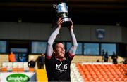 18 October 2020; Stephen Keith of Down lifts the cup following the Allianz Hurling League Division 2B Final match between Down and Derry at the Athletic Grounds in Armagh. Photo by Sam Barnes/Sportsfile