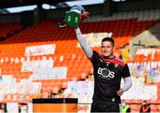 18 October 2020; Stephen Keith of Down lifts the cup following the Allianz Hurling League Division 2B Final match between Down and Derry at the Athletic Grounds in Armagh. Photo by Sam Barnes/Sportsfile