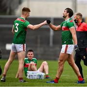 18 October 2020; David McBrien, left, and Aidan O'Shea of Mayo following the Allianz Football League Division 1 Round 6 match between Galway and Mayo at Tuam Stadium in Tuam, Galway. Photo by Ramsey Cardy/Sportsfile