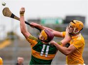18 October 2020; Joe Maskey of Antrim in action against Michael O'Leary of Kerry during the Allianz Hurling League Division 2A Final match between Antrim and Kerry at Bord na Mona O'Connor Park in Tullamore, Offaly. Photo by Matt Browne/Sportsfile