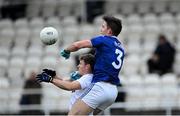 18 October 2020; Killian Brady of Cavan punches the ball away from Jimmy Hyland of Kildare during the Allianz Football League Division 2 Round 6 match between Kildare and Cavan at St Conleth's Park in Newbridge, Kildare. Photo by Piaras Ó Mídheach/Sportsfile