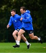 19 October 2020; Liam Turner, right, and David Hawkshaw during Leinster Rugby squad training at UCD in Dublin. Photo by Ramsey Cardy/Sportsfile