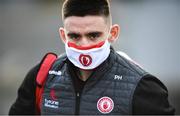 18 October 2020; Pádraig Hampsey of Tyrone arrives wearing a facemask prior to the Allianz Football League Division 1 Round 6 match between Donegal and Tyrone at MacCumhail Park in Ballybofey, Donegal. Photo by David Fitzgerald/Sportsfile