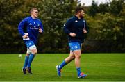 19 October 2020; Dan Leavy, left, and Ciaran Parker during Leinster Rugby squad training at UCD in Dublin. Photo by Ramsey Cardy/Sportsfile