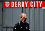 19 October 2020; Greg Sloggett of Dundalk arrives prior to the SSE Airtricity League Premier Division match between Derry City and Dundalk at the Ryan McBride Brandywell Stadium in Derry. Photo by Harry Murphy/Sportsfile