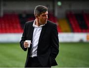 19 October 2020; Derry City manager Declan Devine looks on prior to the SSE Airtricity League Premier Division match between Derry City and Dundalk at the Ryan McBride Brandywell Stadium in Derry. Photo by Harry Murphy/Sportsfile