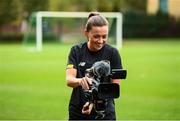 19 October 2020; Katie McCabe records team-mates ahead of a Republic of Ireland Women training session at Sportschule Wedau in Duisburg, Germany. Photo by Stephen McCarthy/Sportsfile
