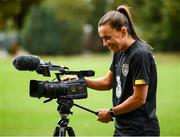 19 October 2020; Katie McCabe records team-mates ahead of a Republic of Ireland Women training session at Sportschule Wedau in Duisburg, Germany. Photo by Stephen McCarthy/Sportsfile