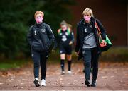 19 October 2020; Head coach Vera Pauw, right, and assistant coach Eileen Gleeson arrive for a Republic of Ireland Women training session at Sportschule Wedau in Duisburg, Germany. Photo by Stephen McCarthy/Sportsfile