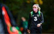 19 October 2020; Louise Quinn arrives for a Republic of Ireland Women training session at Sportschule Wedau in Duisburg, Germany. Photo by Stephen McCarthy/Sportsfile