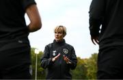 19 October 2020; Head coach Vera Pauw speaks to players during a Republic of Ireland Women training session at Sportschule Wedau in Duisburg, Germany. Photo by Stephen McCarthy/Sportsfile