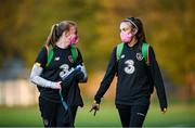 19 October 2020; Courtney Brosnan, left, and Grace Moloney during a Republic of Ireland Women training session at Sportschule Wedau in Duisburg, Germany. Photo by Stephen McCarthy/Sportsfile