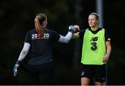 19 October 2020; Diane Caldwell, right, and Courtney Brosnan during a Republic of Ireland Women training session at Sportschule Wedau in Duisburg, Germany. Photo by Stephen McCarthy/Sportsfile