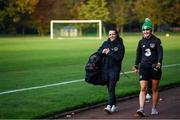 19 October 2020; Aine O'Gorman, left, and Niamh Farrelly following a Republic of Ireland Women training session at Sportschule Wedau in Duisburg, Germany. Photo by Stephen McCarthy/Sportsfile