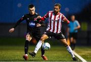 19 October 2020; Darren Cole of Derry City in action against Darragh Leahy of Dundalk during the SSE Airtricity League Premier Division match between Derry City and Dundalk at Ryan McBride Brandywell Stadium in Derry. Photo by Harry Murphy/Sportsfile