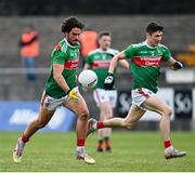 18 October 2020; Mark Moran, right, and Conor Loftus of Mayo during the Allianz Football League Division 1 Round 6 match between Galway and Mayo at Tuam Stadium in Tuam, Galway. Photo by Ramsey Cardy/Sportsfile