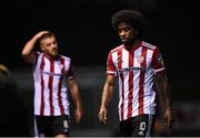 19 October 2020; A dejected Walter Figueira, right, and Conor Clifford of Derry City leave the pitch following the SSE Airtricity League Premier Division match between Derry City and Dundalk at Ryan McBride Brandywell Stadium in Derry. Photo by Harry Murphy/Sportsfile