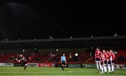 19 October 2020; Patrick McEleney of Dundalk takes a free-kick during the SSE Airtricity League Premier Division match between Derry City and Dundalk at Ryan McBride Brandywell Stadium in Derry. Photo by Harry Murphy/Sportsfile