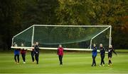 20 October 2020; Republic of Ireland players move a goalpost into position during a Republic of Ireland Women training session at Sportschule Wedau in Duisburg, Germany. Photo by Stephen McCarthy/Sportsfile