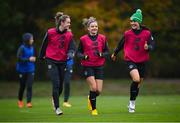20 October 2020; Players, from left, Heather Payne, Leanne Kiernan and Niamh Farrelly during a Republic of Ireland Women training session at Sportschule Wedau in Duisburg, Germany. Photo by Stephen McCarthy/Sportsfile