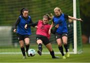 20 October 2020; Jamie Finn in action against Aine O'Gorman, left, and Ellen Molloy, right, during a Republic of Ireland Women training session at Sportschule Wedau in Duisburg, Germany. Photo by Stephen McCarthy/Sportsfile