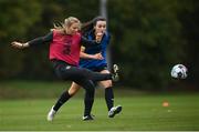 20 October 2020; Kyra Carusa and Niamh Farrelly, right, during a Republic of Ireland Women training session at Sportschule Wedau in Duisburg, Germany. Photo by Stephen McCarthy/Sportsfile
