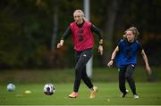 20 October 2020; Louise Quinn and Heather Payne, right, during a Republic of Ireland Women training session at Sportschule Wedau in Duisburg, Germany. Photo by Stephen McCarthy/Sportsfile