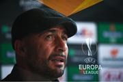 21 October 2020; (EDITORS NOTE: Image created using the multiple exposure function in camera) Interim head coach Filippo Giovagnoli during a Dundalk Press Conference at Tallaght Stadium in Dublin. Photo by Ben McShane/Sportsfile