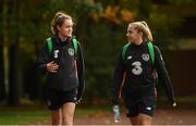 21 October 2020; Heather Payne, left, and Ellen Molloy during a Republic of Ireland Women training session at Sportschule Wedau in Duisburg, Germany. Photo by Stephen McCarthy/Sportsfile