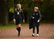 21 October 2020; Louise Quinn and assistant coach Eileen Gleeson, right, during a Republic of Ireland Women training session at Sportschule Wedau in Duisburg, Germany. Photo by Stephen McCarthy/Sportsfile