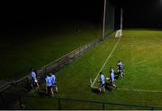 21 October 2020; Dublin players leave the pitch following the Bord Gáis Energy Leinster GAA Hurling U20 Championship Round 1 match between Antrim and Dublin at Louth Centre of Excellence, Darver in Louth. Photo by Eóin Noonan/Sportsfile