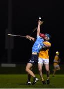 21 October 2020; Liam Murphy of Dublin in action against Tom Scally of Antrim during the Bord Gáis Energy Leinster GAA Hurling U20 Championship Round 1 match between Antrim and Dublin at Louth Centre of Excellence, Darver in Louth. Photo by Eóin Noonan/Sportsfile