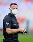 17 October 2020; Referee David Gough, wearing a face mask, before the coin toss at the Allianz Football League Division 2 Round 6 match between Armagh and Roscommon at the Athletic Grounds in Armagh. Photo by Piaras Ó Mídheach/Sportsfile