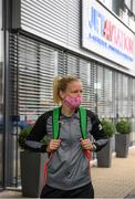 22 October 2020; Diane Caldwell of Republic of Ireland boards their charter plane at Düsseldorf International Airport ahead of the team's flight to Kiev for their UEFA Women's 2022 European Championships Qualifier against Ukraine on Friday. Photo by Stephen McCarthy/Sportsfile