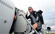 22 October 2020; Republic of Ireland captain Katie McCabe boards their charter plane at Düsseldorf International Airport ahead of the team's flight to Kiev for their UEFA Women's 2022 European Championships Qualifier against Ukraine on Friday. Photo by Stephen McCarthy/Sportsfile