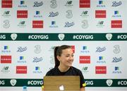 22 October 2020; Republic of Ireland captain Katie McCabe during a virtual Republic of Ireland press conference at her team's training base in Duisburg, Germany, ahead of flying to Ukraine for their UEFA Women's 2021 European Championships Qualifier. Photo by Stephen McCarthy/Sportsfile