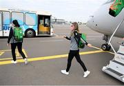 22 October 2020; Republic of Ireland's Jamie Finn on the team's arrival in Kiev ahead of their UEFA Women's 2022 European Championships Qualifier against Ukraine on Friday. Photo by Stephen McCarthy/Sportsfile