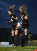 22 October 2020; Heather Payne, left, and Kyra Carusa during a Republic of Ireland Women training session at Obolon Arena in Kiev, Ukraine. Photo by Stephen McCarthy/Sportsfile