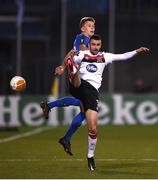 22 October 2020; Michael Duffy of Dundalk in action against Marcus Pedersen of Molde FK during the UEFA Europa League Group B match between Dundalk and Molde FK at Tallaght Stadium in Dublin. Photo by Ben McShane/Sportsfile