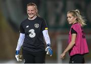 22 October 2020; Courtney Brosnan and Denise O'Sullivan, right, during a Republic of Ireland Women training session at Obolon Arena in Kiev, Ukraine. Photo by Stephen McCarthy/Sportsfile