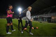 22 October 2020; Head coach Vera Pauw, right, with Rianna Jarrett and assistant coach Eileen Gleeson during a Republic of Ireland Women training session at Obolon Arena in Kiev, Ukraine. Photo by Stephen McCarthy/Sportsfile