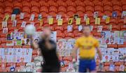 17 October 2020; A general view of self portraits from over 3,000 primary school children across Armagh in the stands as Referee David Gough throws the ball in during the Allianz Football League Division 2 Round 6 match between Armagh and Roscommon at the Athletic Grounds in Armagh. Photo by Piaras Ó Mídheach/Sportsfile