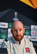 22 October 2020; Dundalk opposition analyst Shane Keegan during a post-match press conference following the UEFA Europa League Group B match between Dundalk and Molde FK at Tallaght Stadium in Dublin. Photo by Ben McShane/Sportsfile