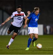 22 October 2020; Martin Bjørnbak of Molde FK and Patrick Hoban of Dundalk during the UEFA Europa League Group B match between Dundalk and Molde FK at Tallaght Stadium in Dublin. Photo by Ben McShane/Sportsfile