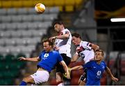 22 October 2020; Andy Boyle, left, and Daniel Cleary of Dundalk and Erling Knudtzon, left, and Marcus Holmgren Pedersen of Molde FK during the UEFA Europa League Group B match between Dundalk and Molde FK at Tallaght Stadium in Dublin. Photo by Ben McShane/Sportsfile