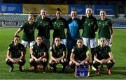 23 October 2020; Republic of Ireland team, back row, from left, Ruesha Littlejohn, Diane Caldwell, Rianna Jarrett, Courtney Brosnan, Louise Quinn and Megan Connolly. Front row, from left, Aine O'Gorman, Heather Payne, Harriet Scott, Katie McCabe and Denise O'Sullivan ahead of the UEFA Women's EURO 2022 Qualifier match between Ukraine and Republic of Ireland at the Obolon Arena in Kyiv, Ukraine. Photo by Stephen McCarthy/Sportsfile