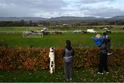 23 October 2020; Spectators watch on from outside the course during the Irish Stallion Farms EBF Maiden Hurdle at Sligo Racecourse in Sligo. Photo by David Fitzgerald/Sportsfile